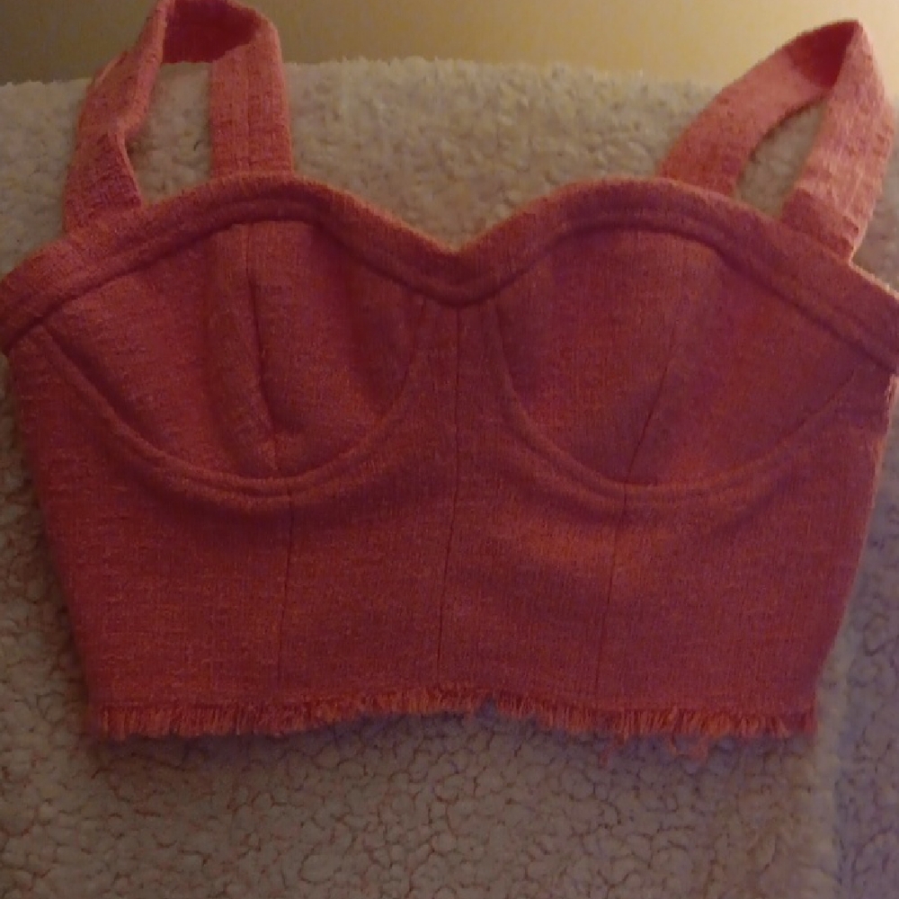 Zara Pink Textured Crop Top